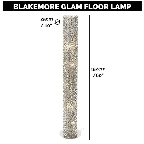 Blakemore Glam Circular Nickel Floor Lamp Standing Mood Light 25cm diameter 152cm high Torchiere G9-16x16x32cm (W x D x H)-Distinct Designs (London) Ltd
