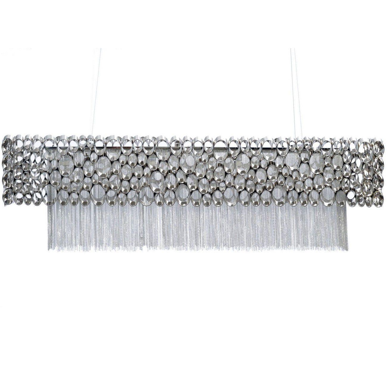 Blakemore Glam Rectangular Nickel Chandelier Pendant Light Hanging Ceiling Lamp Fixture 100cm wide-100x26x 31.5(WxDxH cm)-Distinct Designs (London) Ltd