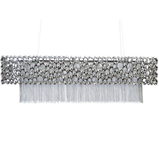 Blakemore Glam Rectangular Nickel Chandelier Pendant Light Hanging Ceiling Lamp Fixture 100cm wide-100x26x 31.5(WxDxH cm)-Distinct Designs (London) Ltd