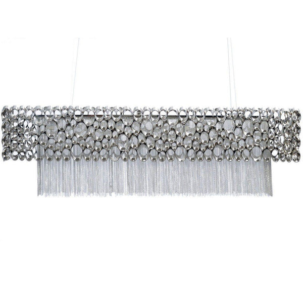 Blakemore Glam Rectangular Nickel Chandelier Pendant Light Hanging Ceiling Lamp Fixture 100cm wide-100x26x 31.5(WxDxH cm)-Distinct Designs (London) Ltd
