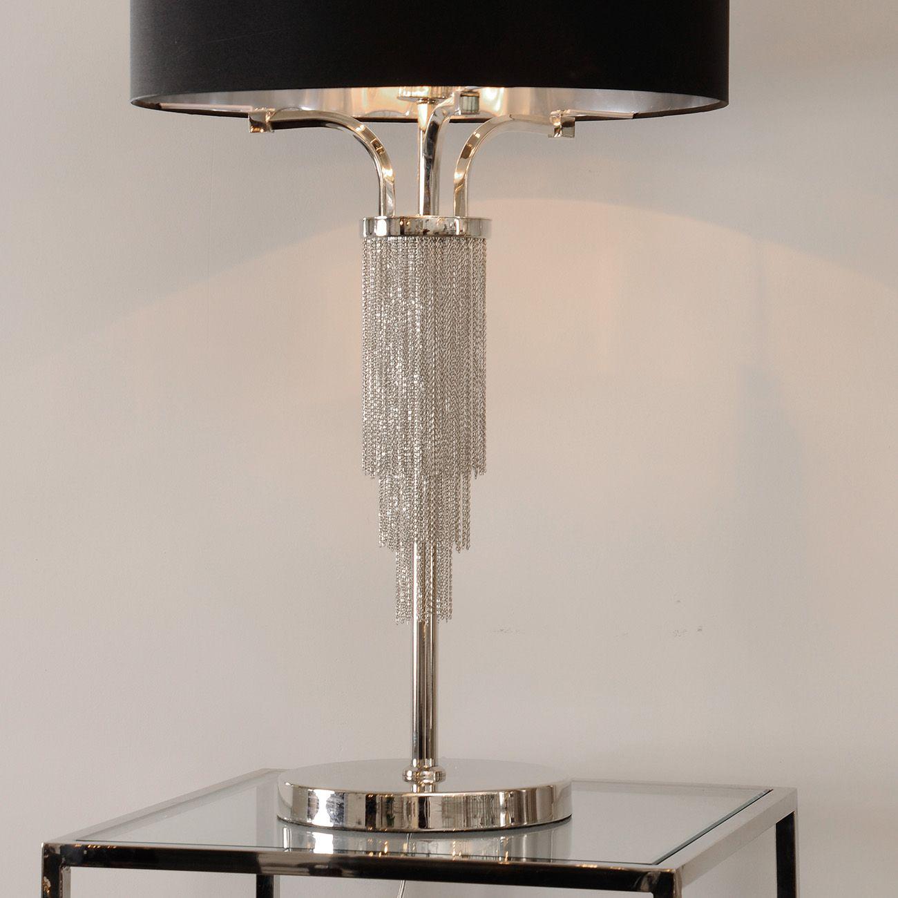 Blakemore Table Lamp Circular Black Shade Nickel Side Table Light 40cm diameter 64.5cm high E27 60W-Distinct Designs (London) Ltd