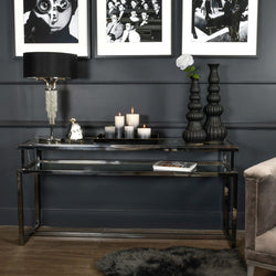 Blakemore Table Lamp Circular Black Shade Nickel Side Table Light 40cm diameter 64.5cm high E27 60W-Distinct Designs (London) Ltd