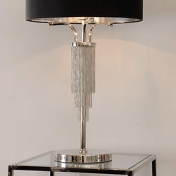 Blakemore Table Lamp Circular Black Shade Nickel Side Table Light 40cm diameter 64.5cm high E27 60W-Distinct Designs (London) Ltd