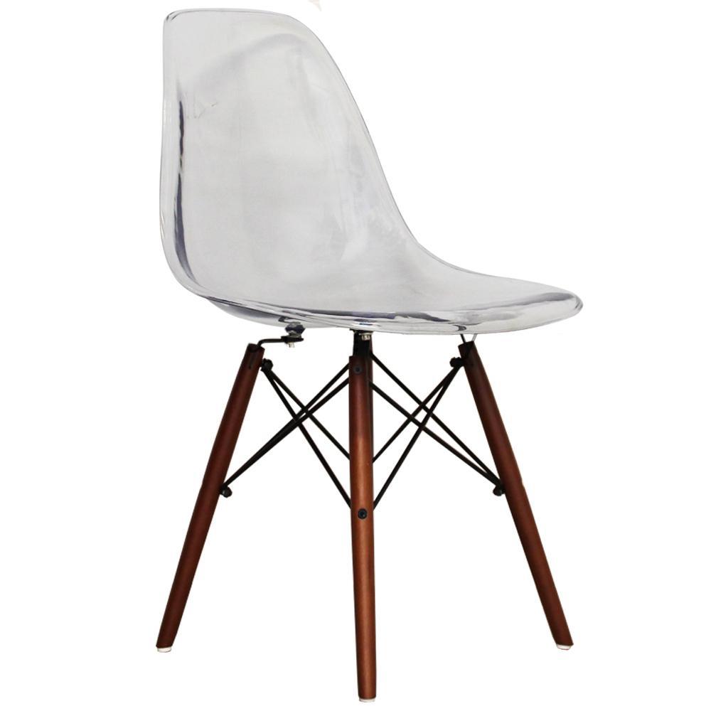 Distinct Classic Mid-Century Dining Office Transparent Clear Chair with choice of braced Wooden Legs-Distinct Designs (London) Ltd