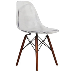 Distinct Classic Mid-Century Dining Office Transparent Clear Chair with choice of braced Wooden Legs-Distinct Designs (London) Ltd