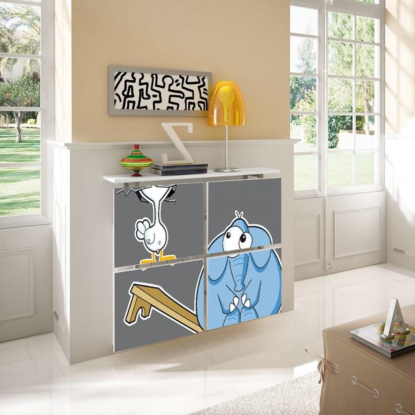 Children's Radiator Cabinet Cover CARTOON Duck & Elly Bench Friends Kids Bedroom Nursery Playroom-75cm-40cm-Distinct Designs (London) Ltd