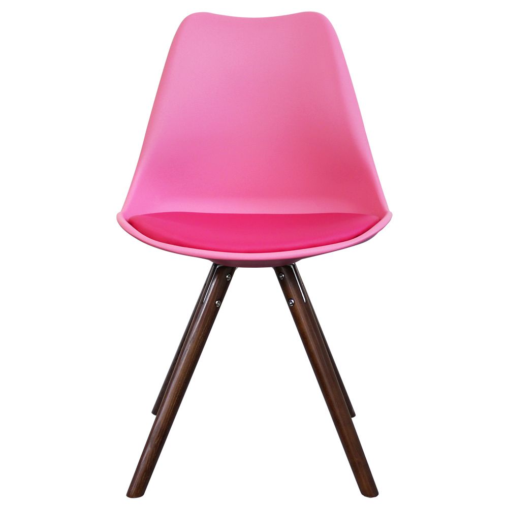 Distinct Designs Classic Mid-Century Design Dining Office Chair in durable Pink PP Plastic-Walnut-Distinct Designs (London) Ltd
