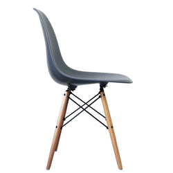 Distinct Classic Mid-Century Design Dining Office Steel Blue Chair with choice of braced Wooden Legs-Distinct Designs (London) Ltd