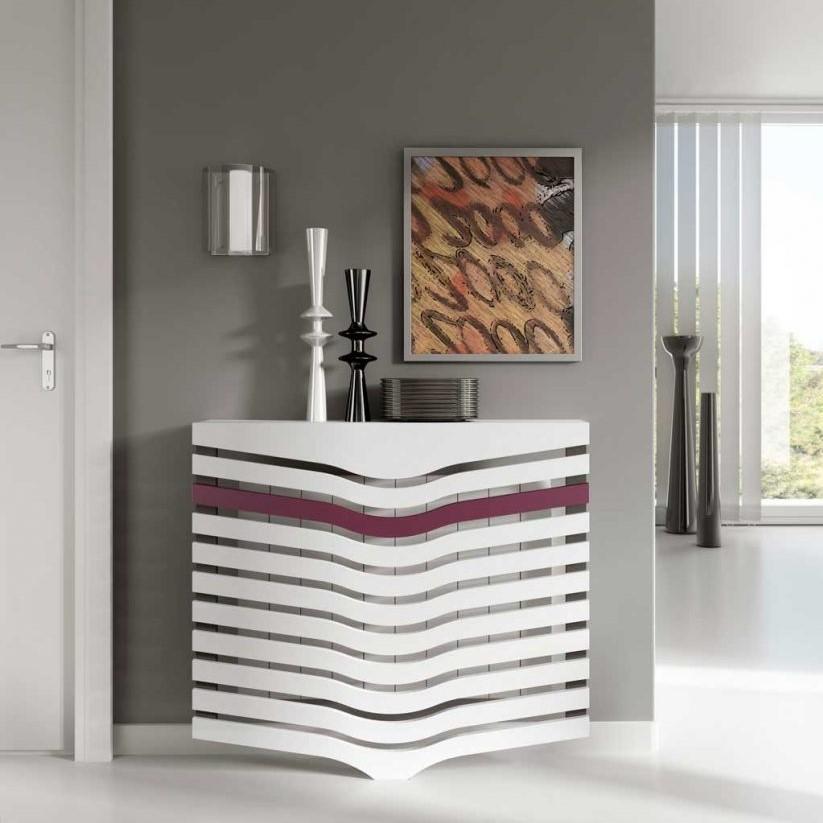 Contemporary Floating White Radiator Heater Cover GEOMETRIC CHEVRON design with shelf Ref RCGO249-Distinct Designs (London) Ltd