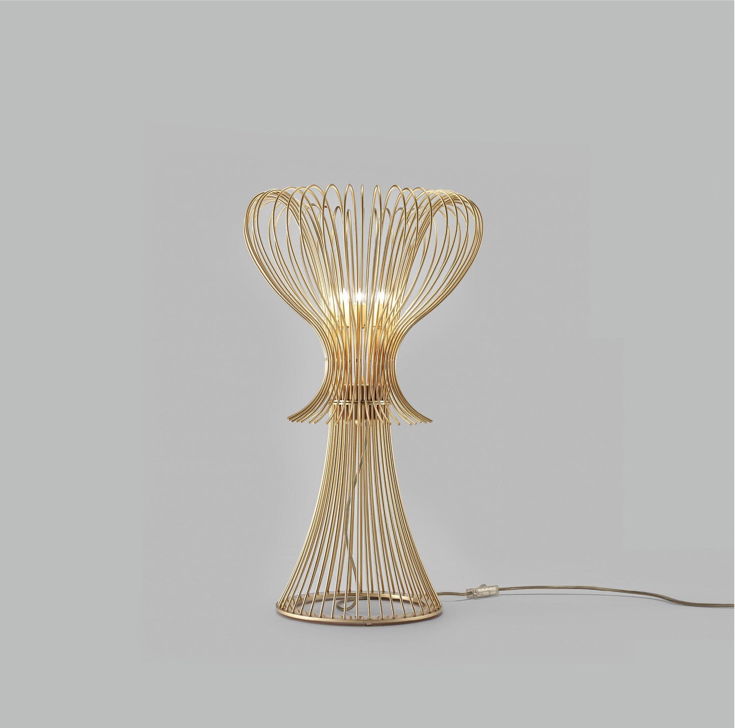 Contemporary Vortex Design Open Top Wire Crafted Metal Table Lamp 40cm diameter 50cm with 3 Lights-Gold-Distinct Designs (London) Ltd