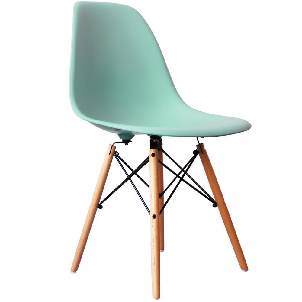 Distinct Classic Mid-Century Design Dining Office Light Aqua Chair with choice of braced Wooden Legs-Distinct Designs (London) Ltd