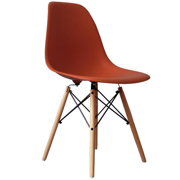 Distinct Classic Mid-Century Design Dining Office Brick Red Chair with choice of braced Wooden Legs-Distinct Designs (London) Ltd