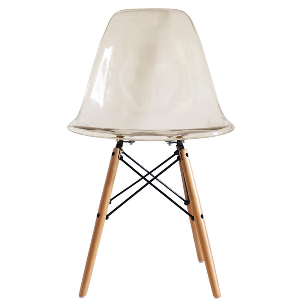 Distinct Classic Mid-Century Dining Office Transparent Smoke Chair with choice of braced Wooden Legs-Natural Beach-Distinct Designs (London) Ltd
