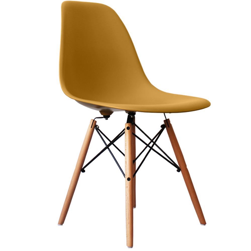 Distinct Classic Mid-Century Design Dining Office Gold Yellow Chair with choice of braced Wooden Leg-Distinct Designs (London) Ltd