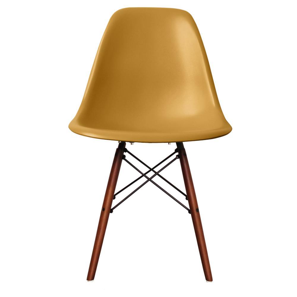 Distinct Classic Mid-Century Design Dining Office Gold Yellow Chair with choice of braced Wooden Leg-Walnut-Distinct Designs (London) Ltd