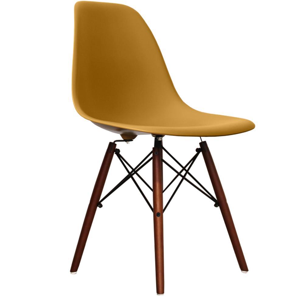 Distinct Classic Mid-Century Design Dining Office Gold Yellow Chair with choice of braced Wooden Leg-Distinct Designs (London) Ltd