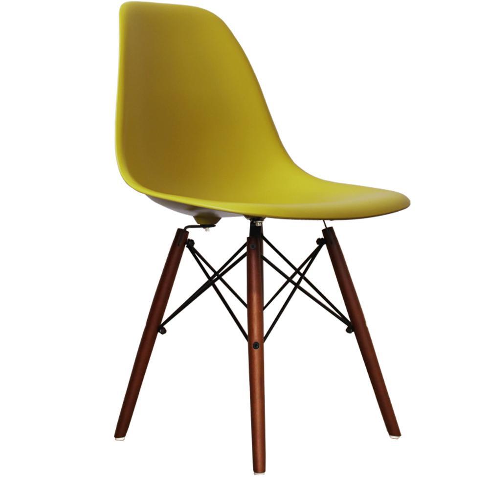 Distinct Classic Mid-Century Dining Office Mustard Yellow Chair with choice of braced Wooden Legs-Distinct Designs (London) Ltd