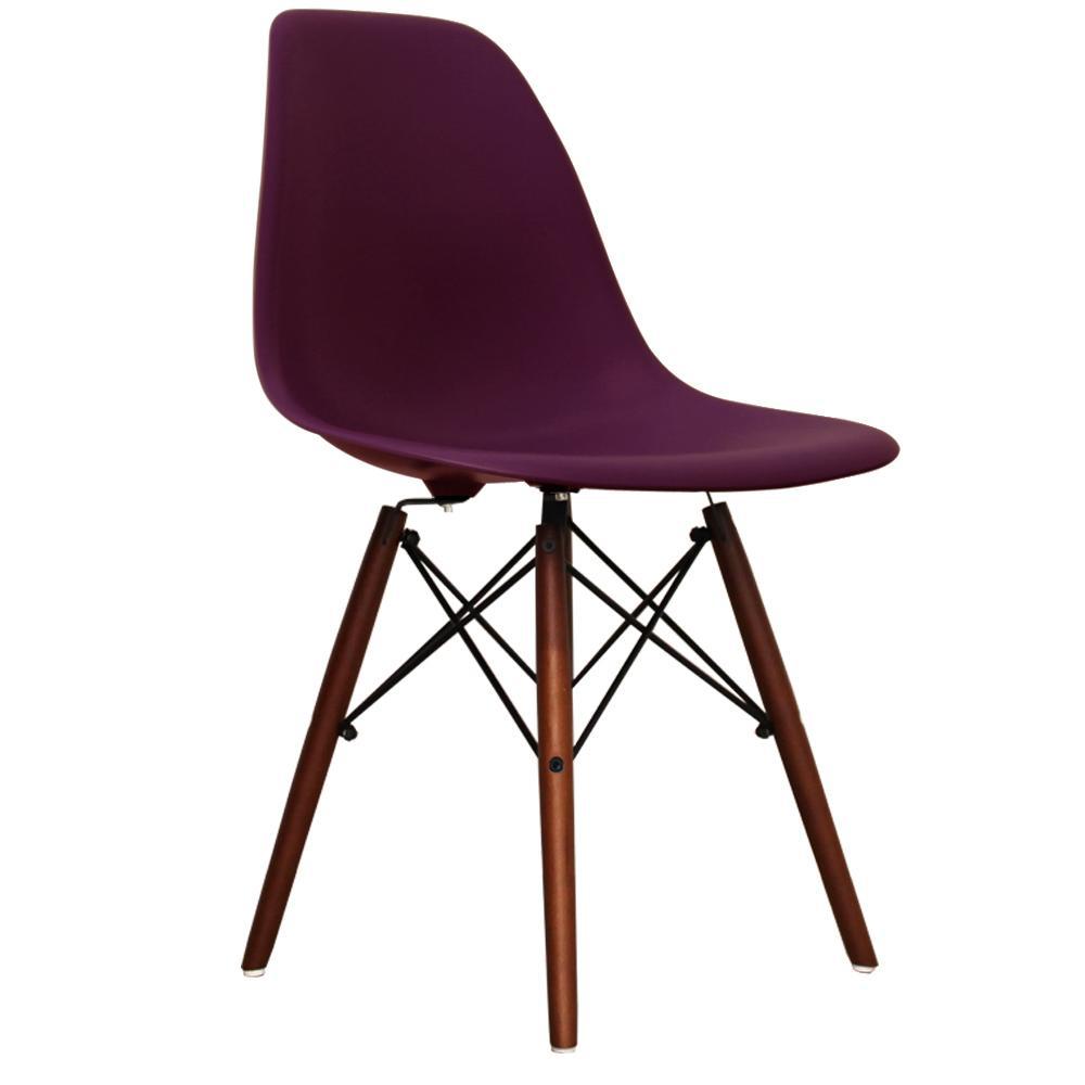 Distinct Classic Mid-Century Dining Office Deep Plum Purple Chair with choice of braced Wooden Legs-Distinct Designs (London) Ltd