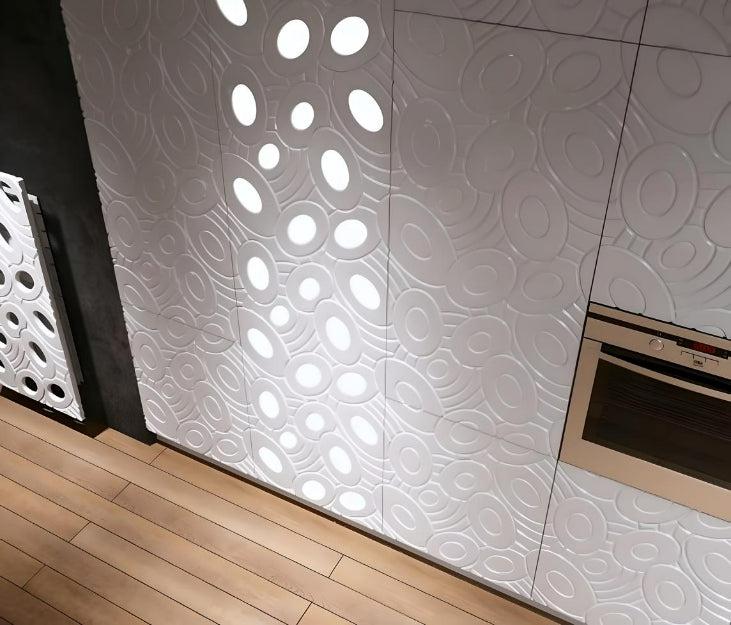 Decorative 3D Textured Feature Wall Panels with Sophisticated Elliptical GALAXY Design-White-4 x 60x60cm / 23x23"-Distinct Designs (London) Ltd