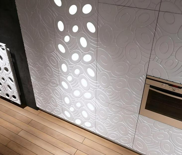 Decorative 3D Textured Feature Wall Panels with Sophisticated Elliptical GALAXY Design-White-4 x 60x60cm / 23x23"-Distinct Designs (London) Ltd