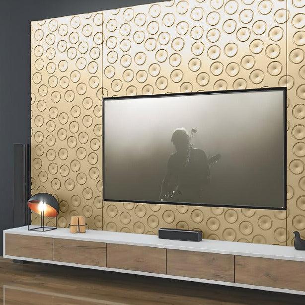 Decorative 3D Textured Feature Wall Panels in Gold Finish with Ultramodern MOON Design Pattern-Gold-2 x 60x120cm / 23x47"-Distinct Designs (London) Ltd