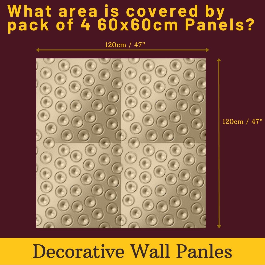 Decorative 3D Textured Feature Wall Panels in Gold Finish with Ultramodern MOON Design Pattern-Gold-3 Pks 4 x 60x60cm-Distinct Designs (London) Ltd