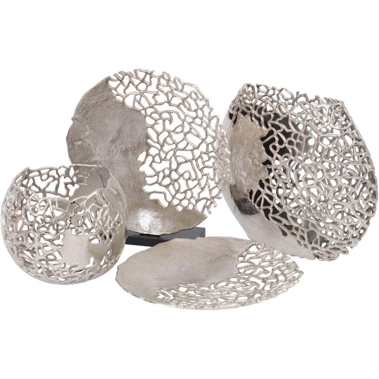Blakemore Decorative Aluminium Silver Round Wall Sculpture Art with Nautical Coral Design 90cm dia-90cm Diameter-Distinct Designs (London) Ltd
