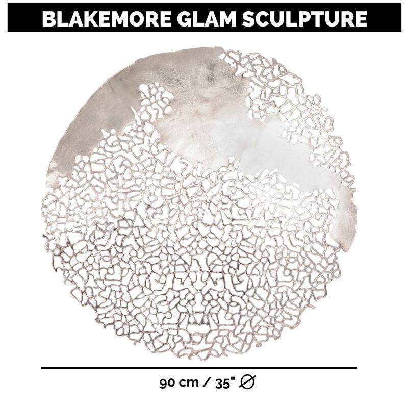 Blakemore Decorative Aluminium Silver Round Wall Sculpture Art with Nautical Coral Design 90cm dia-90cm Diameter-Distinct Designs (London) Ltd