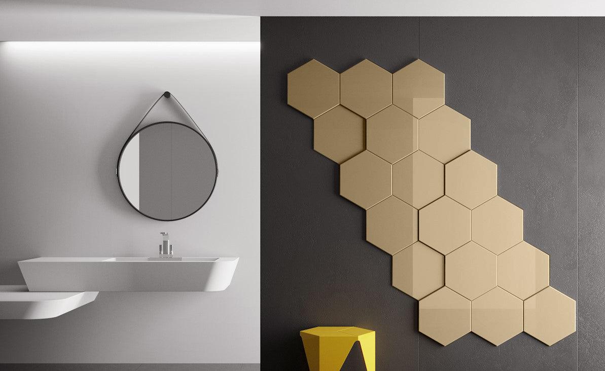 Decorative Wall Panels HEXAGONAL shape 6, 12 ,18mm thickness for textured 3D design Luxury Gold Pk3-Gold-One Pack of 3-Distinct Designs (London) Ltd