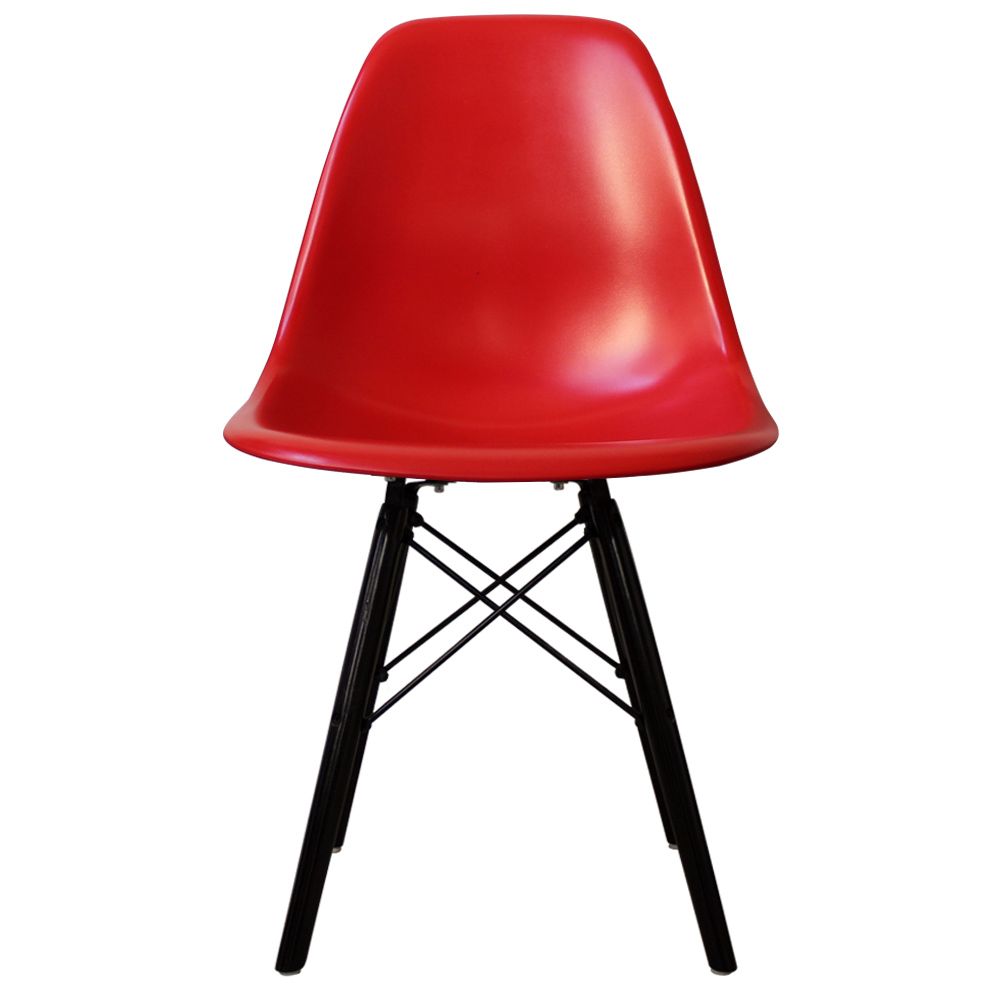 Distinct Classic Mid-Century Design Dining Office Berry Red Chair with choice of braced Wooden Legs-Black Wood-Distinct Designs (London) Ltd