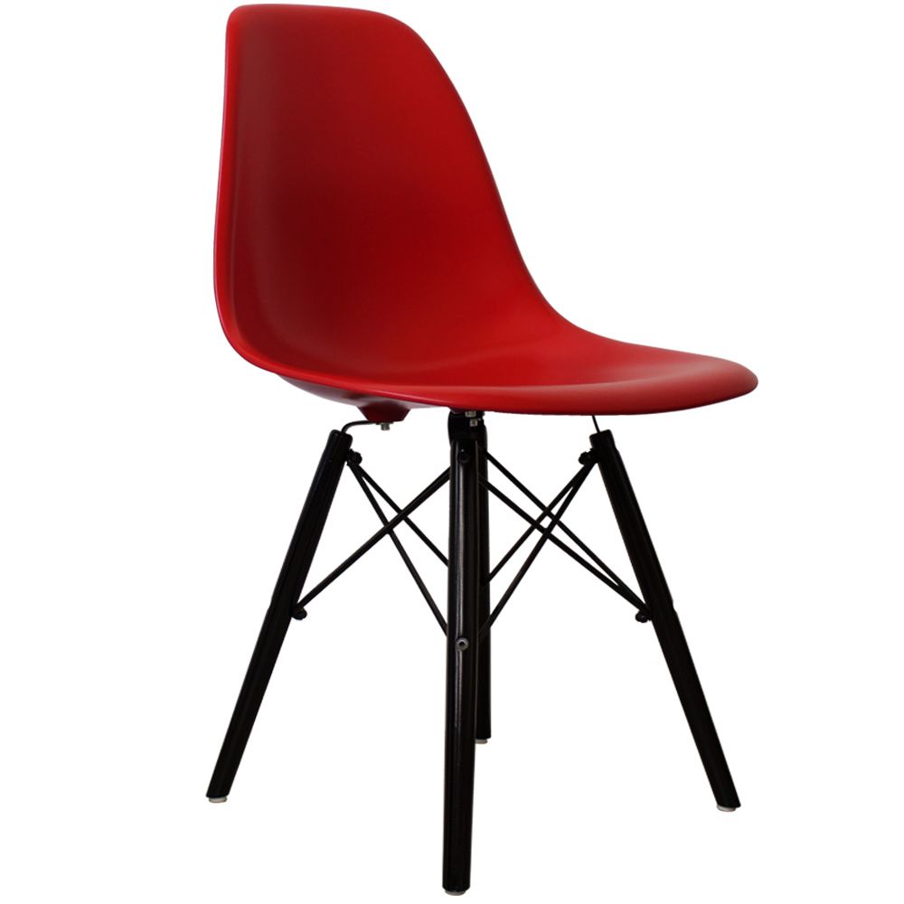 Distinct Classic Mid-Century Design Dining Office Berry Red Chair with choice of braced Wooden Legs-Distinct Designs (London) Ltd