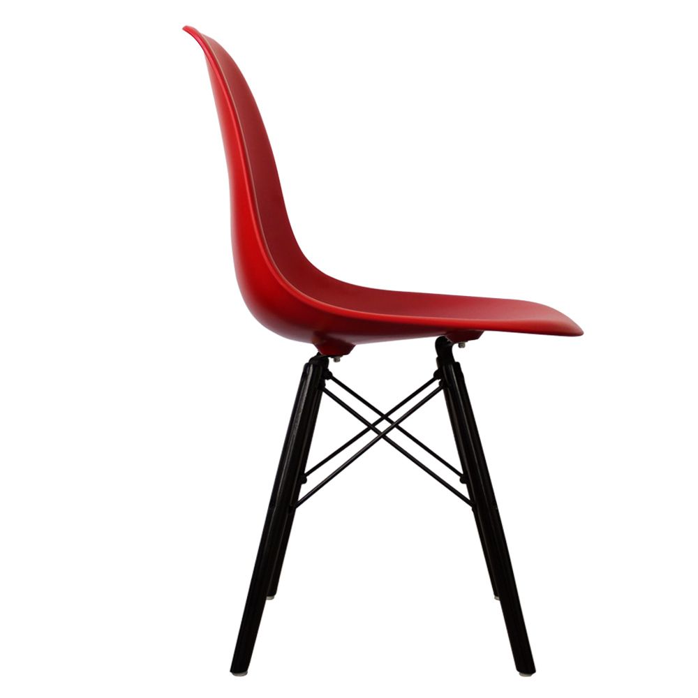 Distinct Classic Mid-Century Design Dining Office Berry Red Chair with choice of braced Wooden Legs-Distinct Designs (London) Ltd