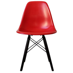 Distinct Classic Mid-Century Design Dining Office Berry Red Chair with choice of braced Wooden Legs-Black Wood-Distinct Designs (London) Ltd