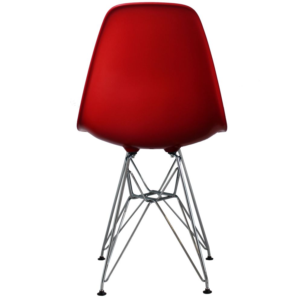 Distinct Classic Mid-Century Design Dining Office Berry Red Chair with braced Chrome Metal Legs-Distinct Designs (London) Ltd