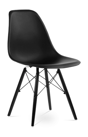 Distinct Classic Mid-Century Design Dining Office Black Chair with choice of braced Wooden Legs-Distinct Designs (London) Ltd