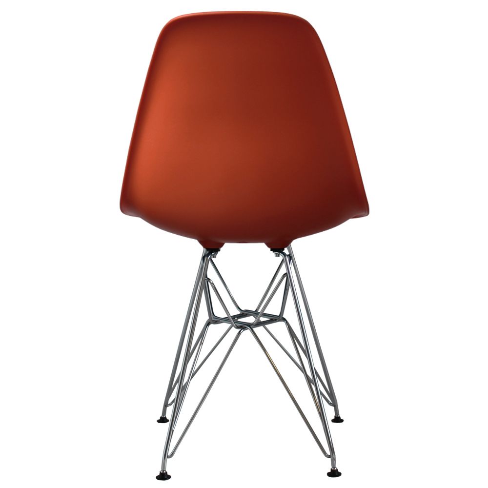 Distinct Classic Mid-Century Design Dining Office Brick Red Chair with braced Chrome Metal Legs-Distinct Designs (London) Ltd