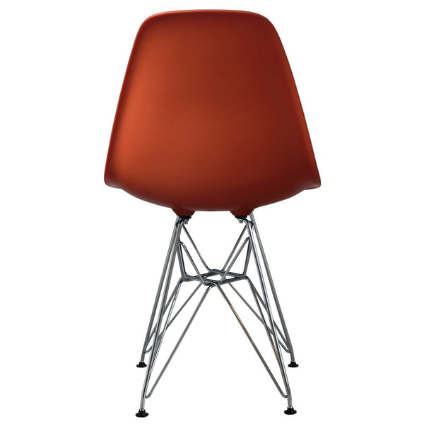 Distinct Classic Mid-Century Design Dining Office Brick Red Chair with braced Chrome Metal Legs-Distinct Designs (London) Ltd