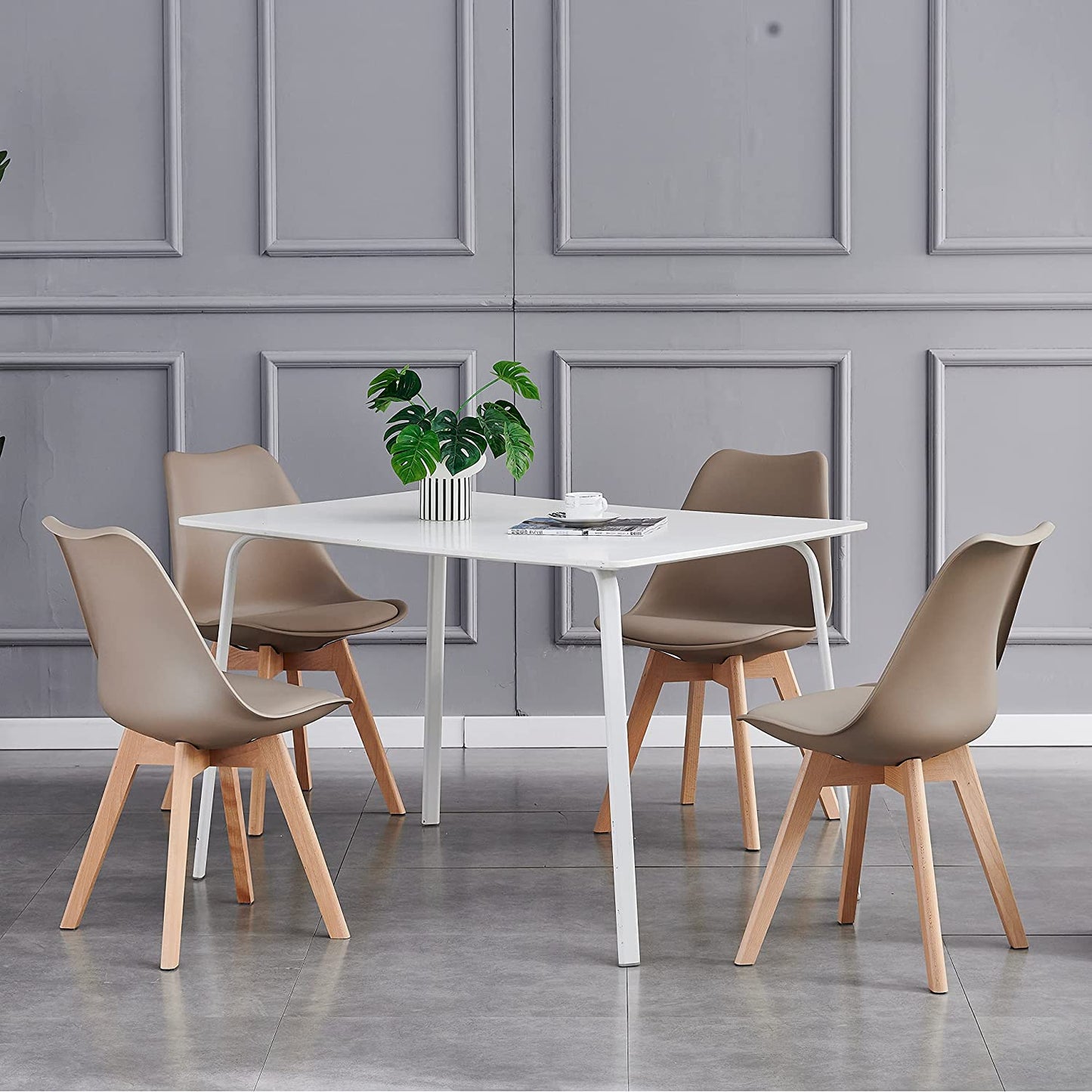 Distinct Designs Classic Mid-Century Design Dining Office Chair in durable Beige PP Plastic-Distinct Designs (London) Ltd