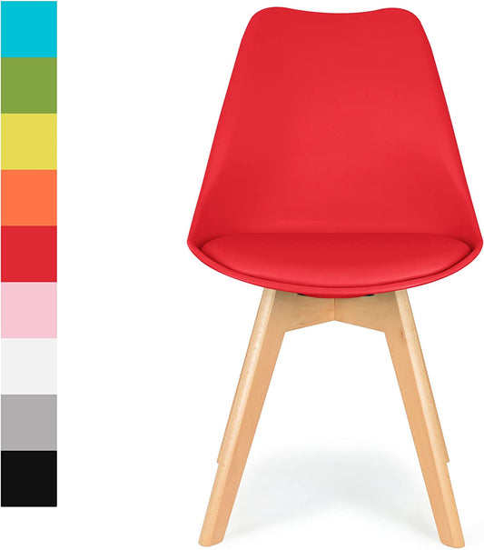 Distinct Designs Classic Mid-Century Design Dining Office Chair in durable Berry Red PP Plastic-Natural Beach-Distinct Designs (London) Ltd