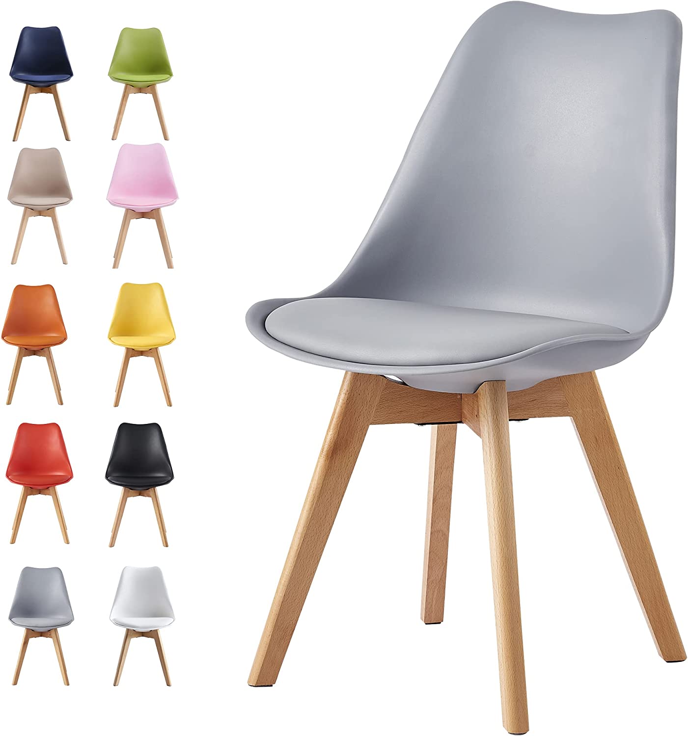 Distinct Designs Classic Mid-Century Design Dining Office Chair in durable Gray PP Plastic-Natural Beach-Distinct Designs (London) Ltd