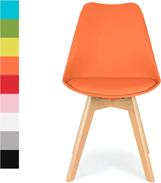 Distinct Designs Classic Mid-Century Design Dining Office Chair in durable Orange PP Plastic-Natural Beach-Distinct Designs (London) Ltd