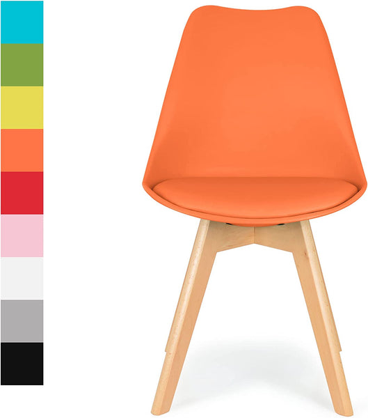 Distinct Designs Classic Mid-Century Design Dining Office Chair in durable Orange PP Plastic-Natural Beach-Distinct Designs (London) Ltd