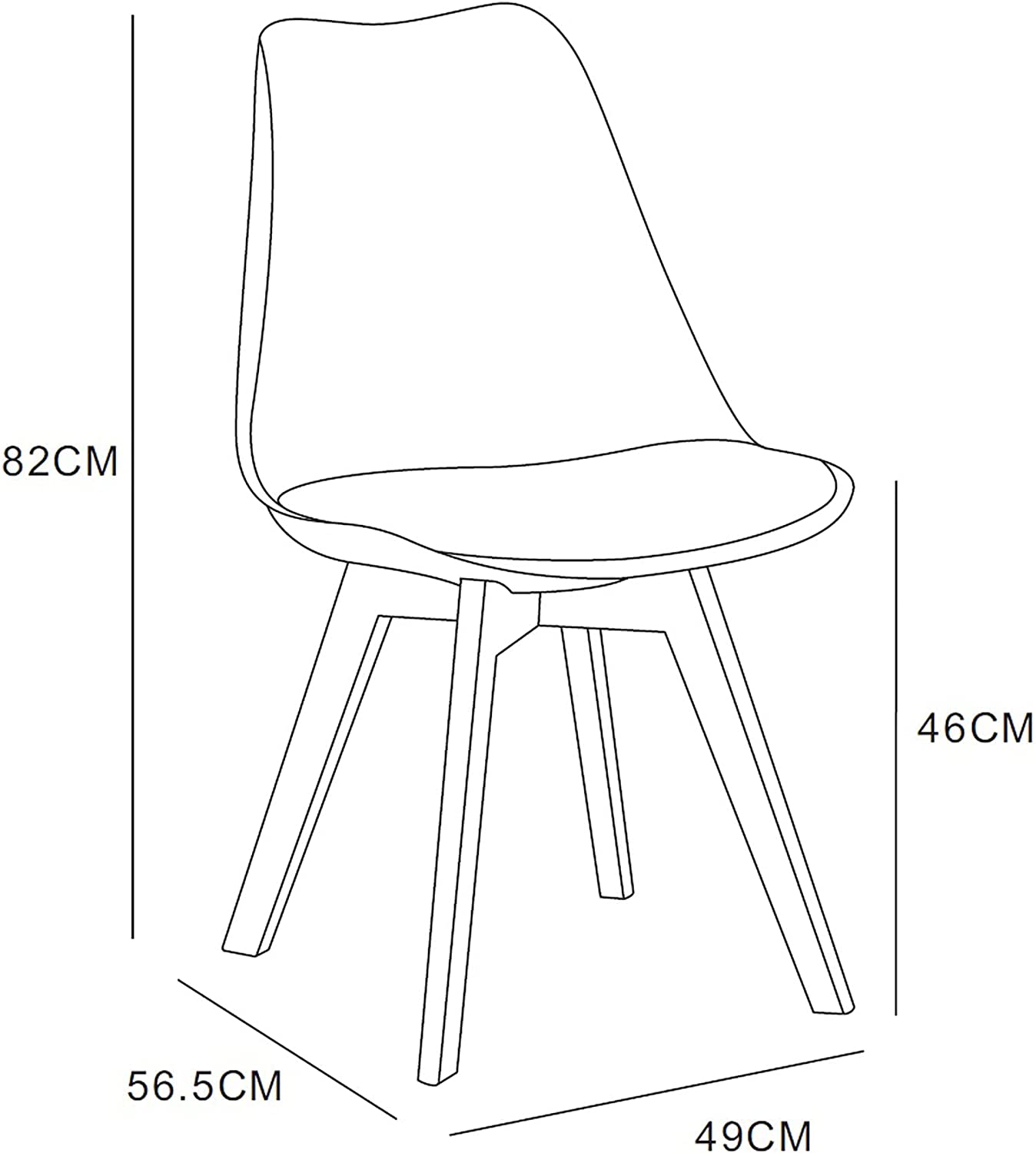 Distinct Designs Classic Mid-Century Design Dining Office Chair in durable Navy Blue PP Plastic-Walnut-Distinct Designs (London) Ltd