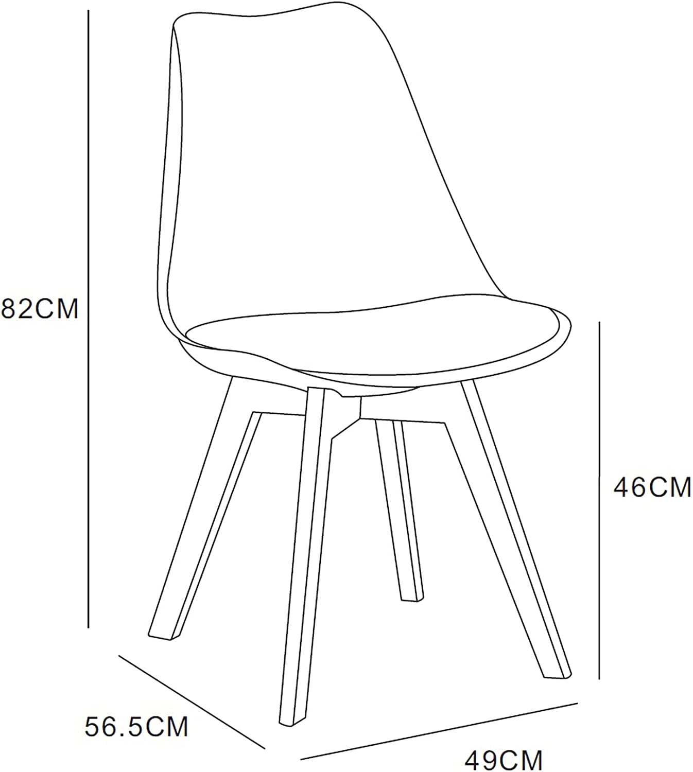 Distinct Designs Classic Mid-Century Design Dining Office Chair in durable Gray PP Plastic-Walnut-Distinct Designs (London) Ltd