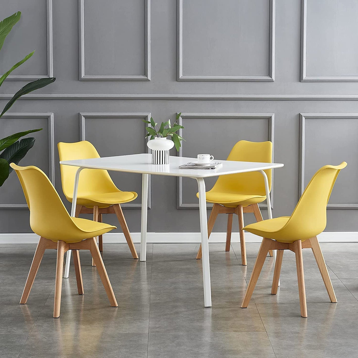 Distinct Designs Classic Mid-Century Design Dining Office Chair in durable Yellow PP Plastic-Distinct Designs (London) Ltd