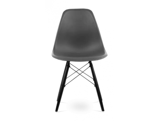 Distinct Classic Mid-Century Design Dining Office Dark Grey Chair with choice of braced Wooden Legs-Black Wood-Distinct Designs (London) Ltd