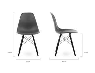 Distinct Classic Mid-Century Design Dining Office Dark Grey Chair with choice of braced Wooden Legs-Distinct Designs (London) Ltd