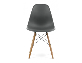 Distinct Classic Mid-Century Design Dining Office Dark Grey Chair with choice of braced Wooden Legs-Natural Beach-Distinct Designs (London) Ltd