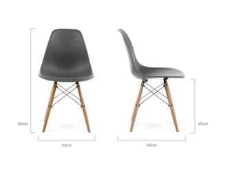 Distinct Classic Mid-Century Design Dining Office Dark Grey Chair with choice of braced Wooden Legs-Distinct Designs (London) Ltd