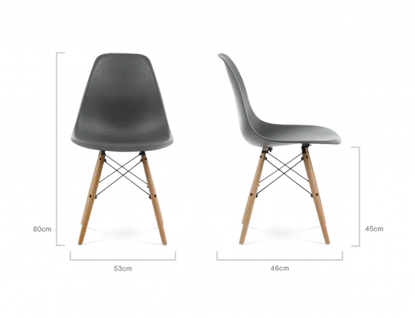 Distinct Classic Mid-Century Design Dining Office Dark Grey Chair with choice of braced Wooden Legs-Distinct Designs (London) Ltd